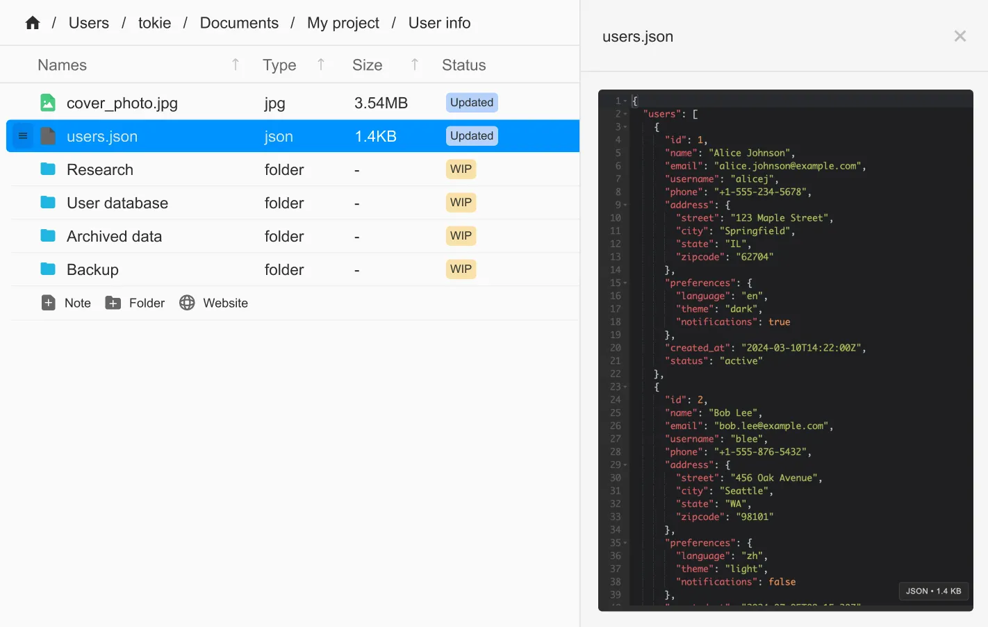 Tokie's side peek code editor