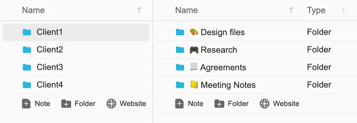using emojis on folders for quick visual sorting