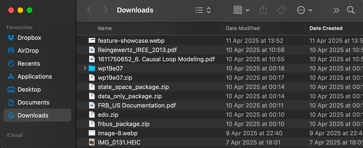 UI showing a messy download folder
