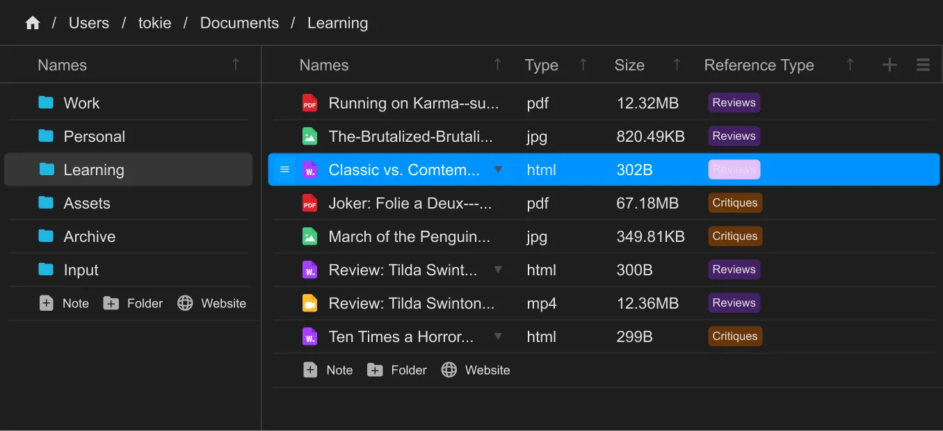 UI showing an example of how you can structure your root folder of the knowledge base