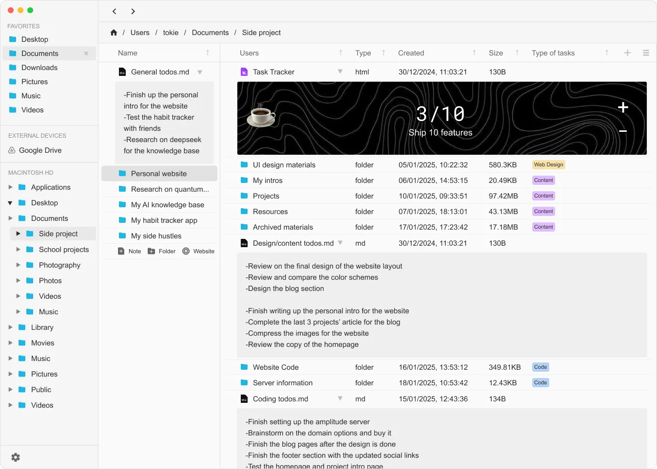 Tokie's integrated documentation system