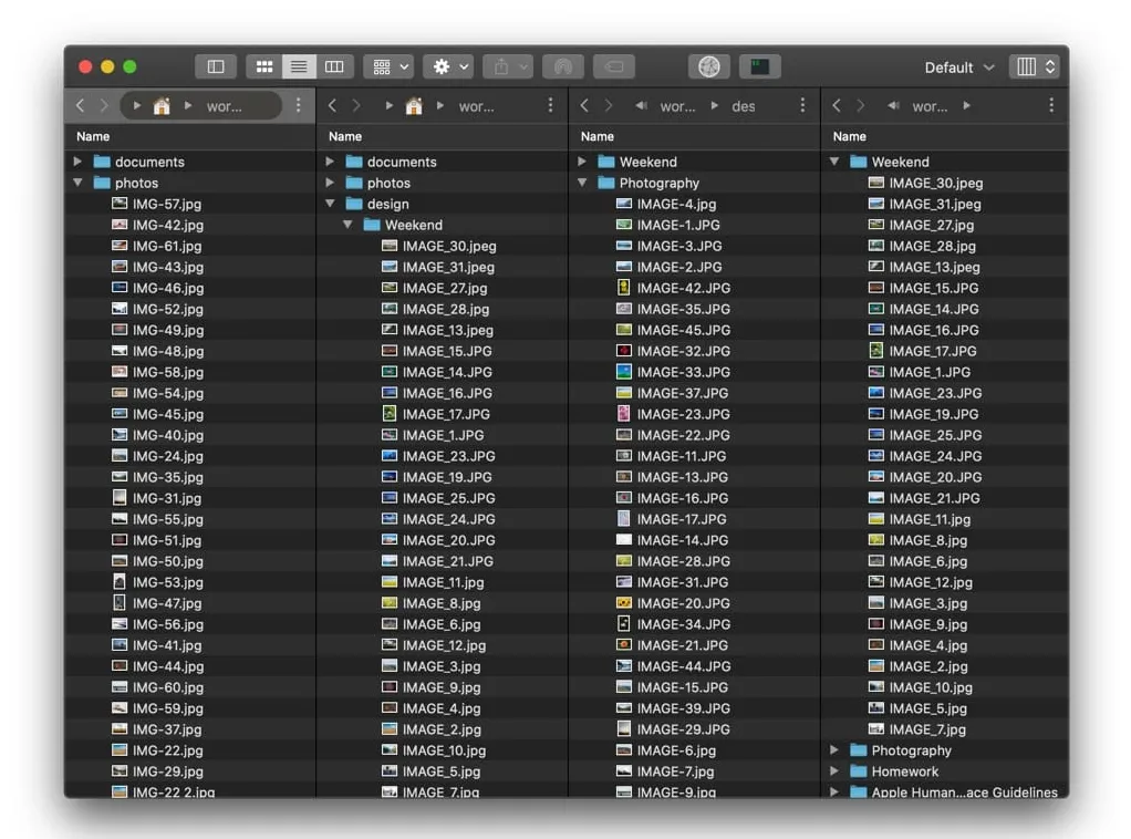 UI of Qspace file manager showing multiple folder panels