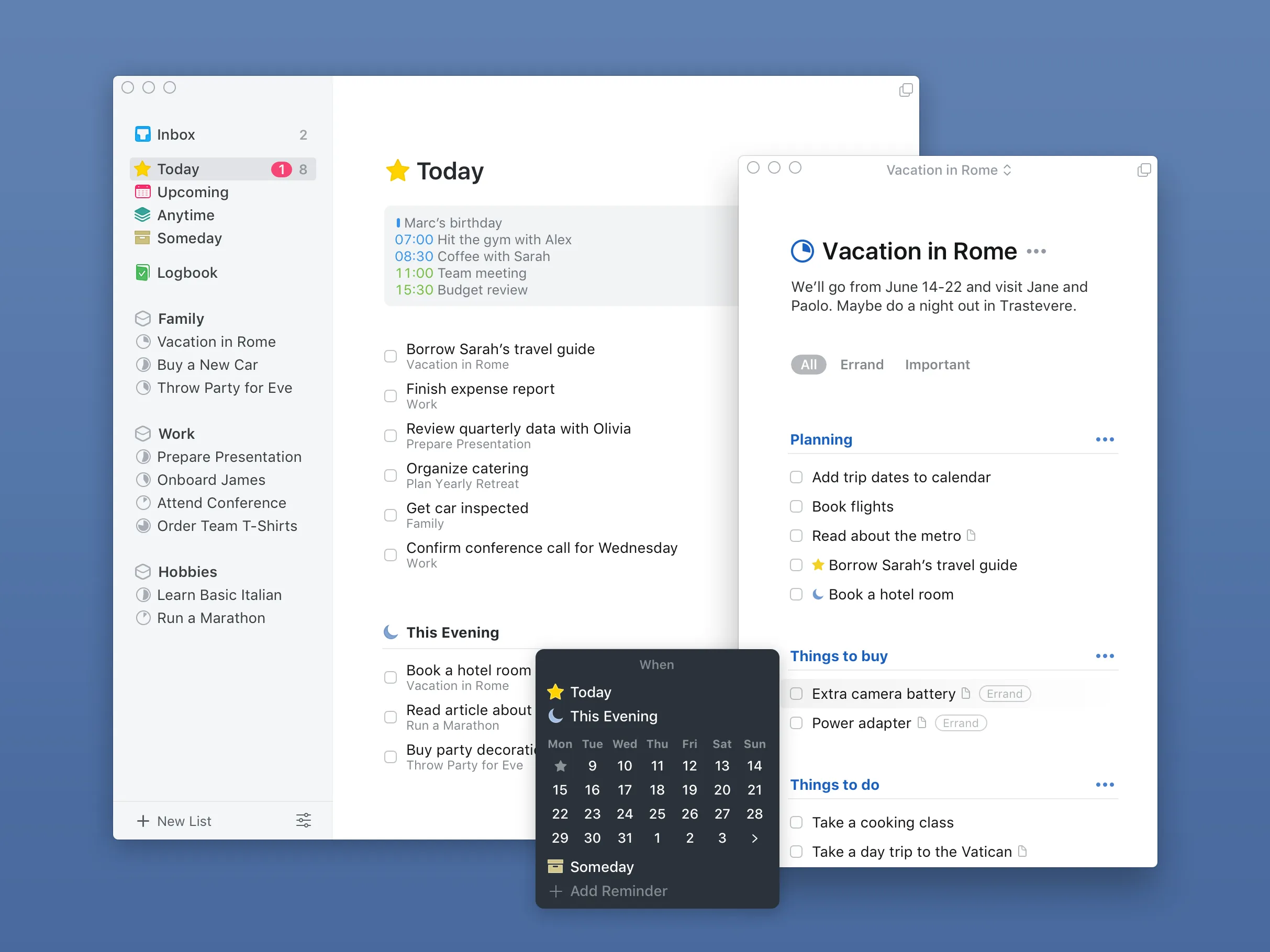 Things 3 project interface