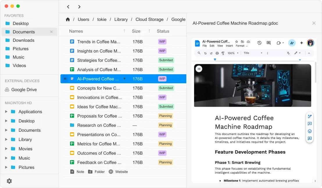 Remote access with Google Drive in Tokie